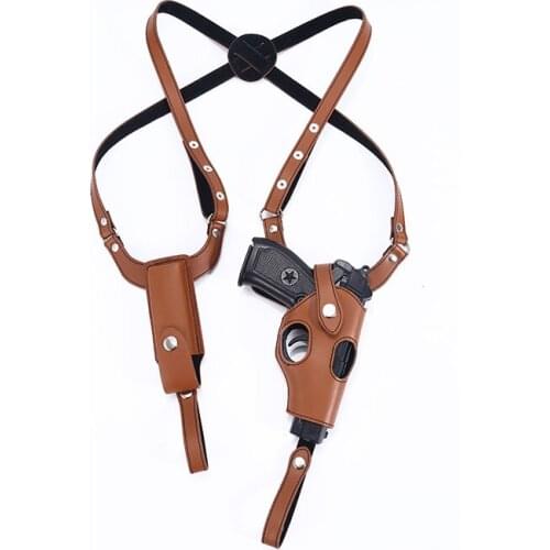 Glock 17 Beretta M92 Airsoft Pistol Hidden Holster Military Leather Underarm Holster Hunting Bag Carrier with Mag Pouch