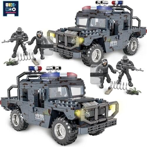 UKBOO 544PCS City Police Patrol truck Weapon Model Building Blocks SWAT Military Soldier Figures Bricks Toys For Children