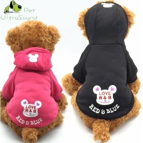ULTRASOUND PET Dog Cartoon Bear Letter Print Coat Jacket Clothing Warm Sweater Puppy Clothes Costume Apparel Coat Size XS-XXL