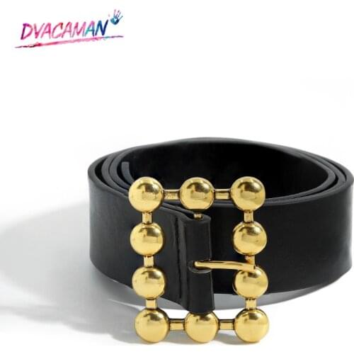 Dvacaman Vintage Belt Fashion Metal Buckle Belts For Women Luxury Designer Pu Leather Waistbands 2021 Retro Jewelry Wholesale