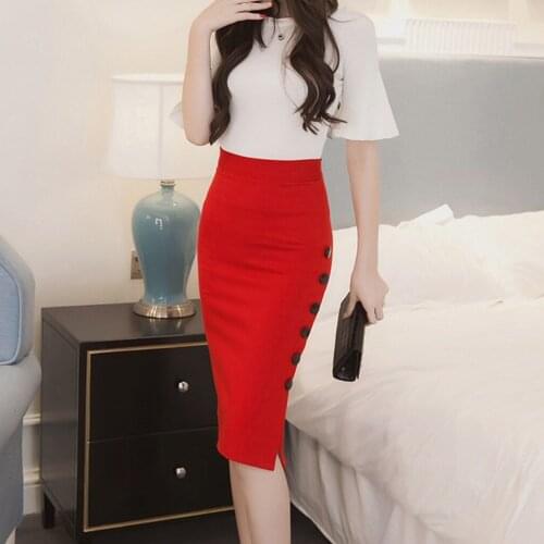 Split Office Skirt Women Natural Waist Bodycon Pencil Midi Skirts Slim Sexy Elegant Open Split Harajuku Skirt Юбка Женская