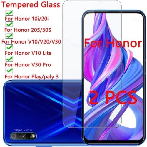 2 Pcs 9H HD Tempered Glass for Honor V10 Lite V20 V30 Pro Play 3 Screen Protector for Huawei Honor 20i 10i 20S 30S Hard Glass