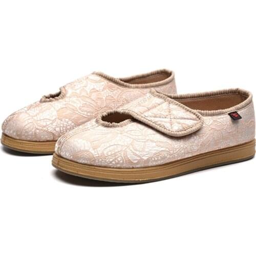 Lady‘s Spring/Autumn diabetes shoes soft comfy rubber foam outsole with Adjustable velcro closure Orthopaedic Fasciitis Shoes