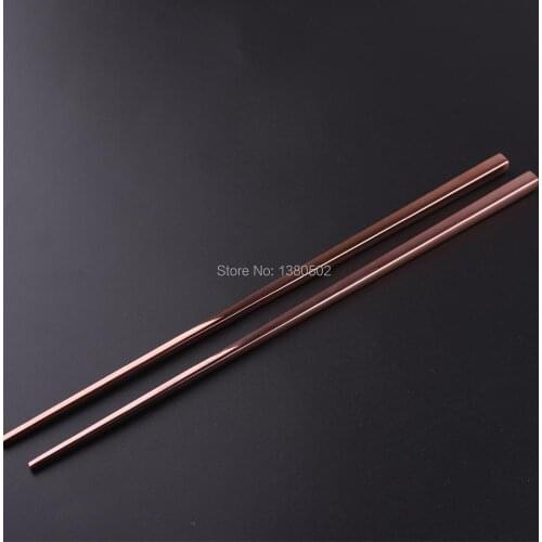 1 Pairs/lot Fashion Chinese Style Rose Gold Color Stainless Steel Portable Chopsticks Tableware for Wedding