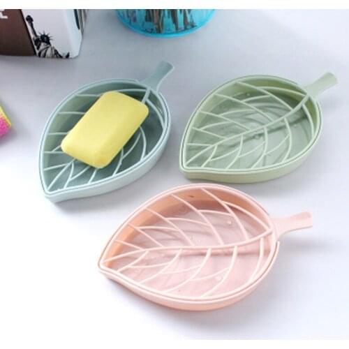 1 Piece Double Drain Soap Dish Bathroom Plastic Soap Dish Creative Leaf Soap Tray Bathroom Household Soap Dish