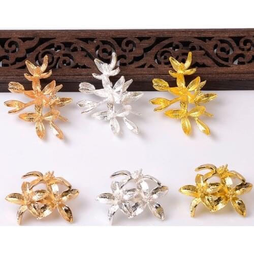 10Pieces Vintage Metal Flower Branches Decorative Diy Hair Accessories Jewelry Making Accessories