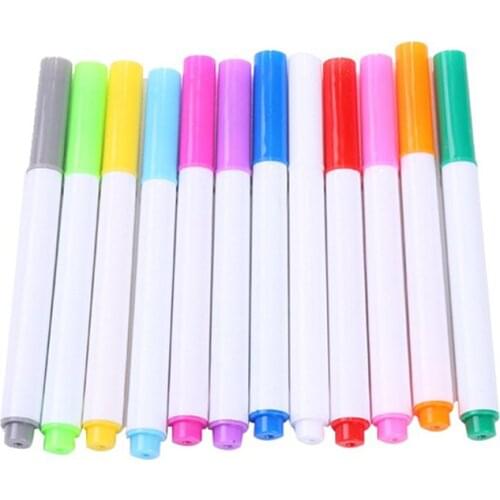 12 / Set 7 Color Drawing Whiteboard Pen Felt-Tip Pen Kids Drawing Pen Quick Dry Erasable School Mini Whiteboard Pen EM88