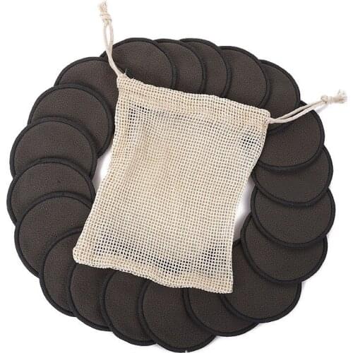 20Pcs Reusable Black Pink Bamboo Cotton Make Up Remover Pads Washable Makeup Remover Wipes Face Cleansing with Bag