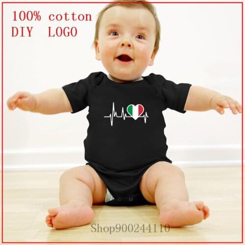2020 Baby Boys Clothes Girls Clothing Bodysuits Baby Girls Clothes Italy Heartbeat Flag Clothes Unisex Newborn Baby Cotton