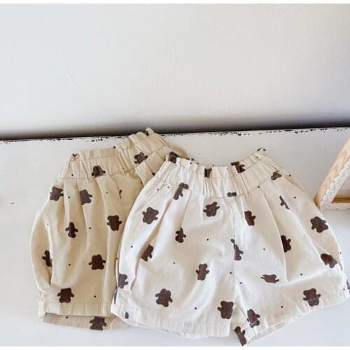 2021 new style girls boys printed shorts summer cotton linen fashion kids shorts