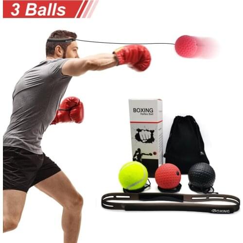 3Pc Boxing Reflex Speed Punch Ball Sanda Boxer Raising Reaction Force Hand Eye Training Set Stress Gym Boxing Muay Thai Exercise