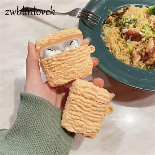 3d instant noodle case for airpods 1 2 pro food box soft silicone wireless bluetooth headset protective cover accessories