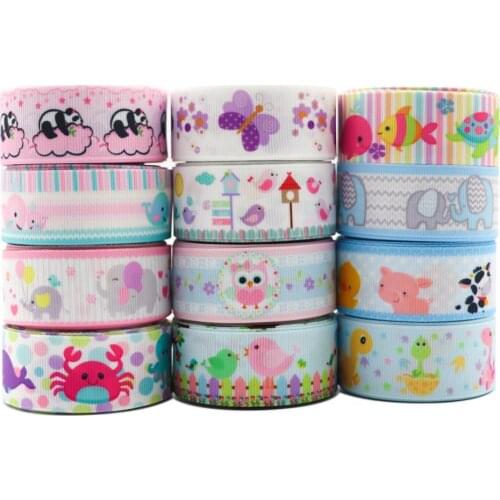 50 Yards 1" 25MM Animal Baby Printed Ribbon For Hair Bows DIY Crafts Handmade Accessories Y2021020302