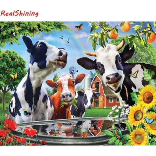 5D Diy Diamond Painting Cross Stitch full Square/round Diamond Embroidery Farm cow picture for room Decor H2422