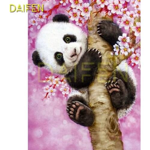 5DIY Diamond embroidery Panda tree Full Round Diamond mosaic Panda cherry Full Square Diamond painting Cross stitch Panda cherry