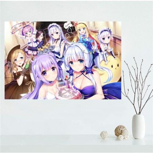Azur Lane Anime Girl Poster Paintings For Living Room Wall Art Canvas Fabric Cloth Decoration Poster Wall Art Unframed 0224