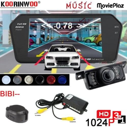 Koorinwoo Hight Resolution 1024P 7" Car Monitor TFT LCD Car Rear View Monitor Buzzer Parking Sensors Camera for Sedan Hatchback