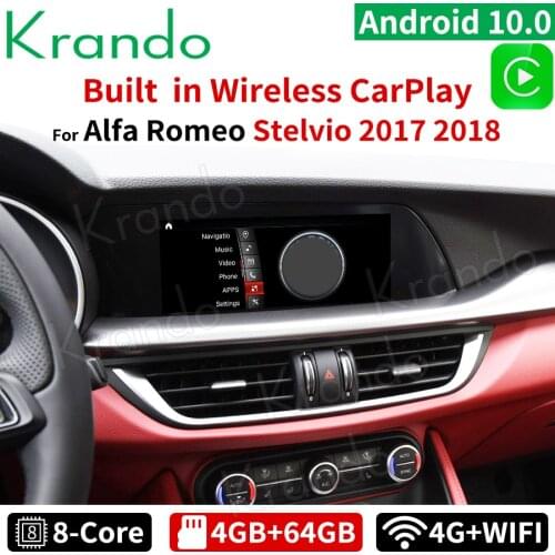 Krando Android 10.0 10.25" 4+64G For Alfa Romeo Stelvio 2017-2018 Car Radio Player GPS Stereo Audio Wireless Carplay Wifi
