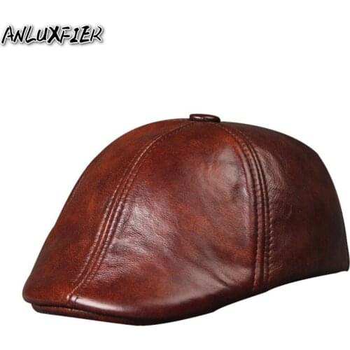B-7231 New Arrival Baseball Hat Male Outdoor Genuine Leather Hats Womens Baseball Cap Winter Warm Ear Protection Visor Hat
