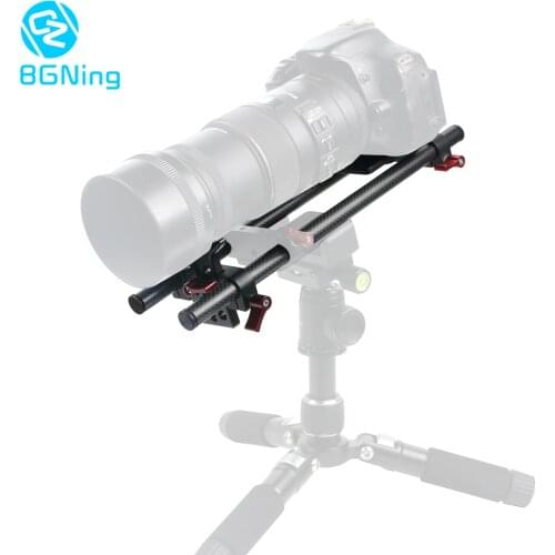 BGNing Aluminium SLR Camera Support Lens Stand Bracket Holder Kit with 40cm Carbon Fiber Tubes Rod Clamp Railblock Mount Adapter