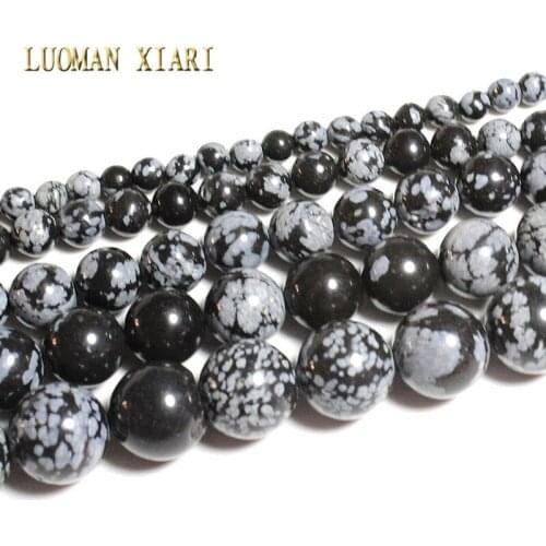 100% Natural Stone Beads Snow Flake Jaspers Round Beads for Jewelry Making Diy Necklace Bracelet 4/6/8/10/12mm Strand 15.5"