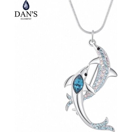 DANS Element Brand 3 Colors Real Austrian Crystals Fashion Water Drop Tassel Pendant Necklace for Women Valentine Gift 134457