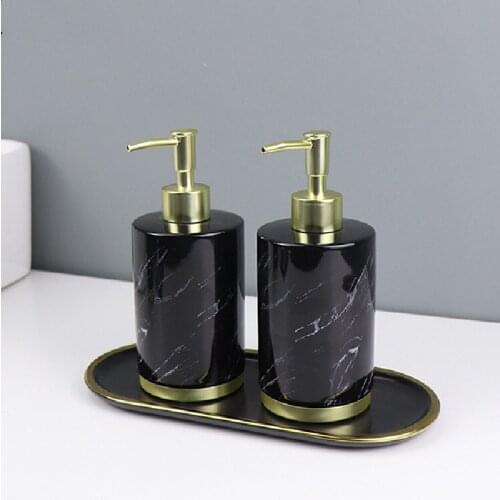 Ceramics Bathroom Set Liquid Soap Dispenser Toothbrush Holder Dish Gargle Cup Tray With Gifts Boxs 5 Piece Sets Nordic Style