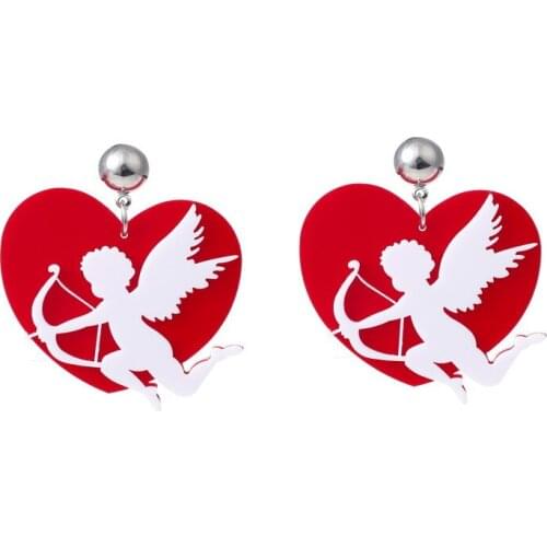 Creative design sense personality asymmetric earrings temperament female earrings Cupid angel love earrings
