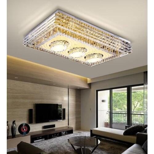 Living room lamp rectangular crystal lamp ceiling lamp led ceiling lamp bedroom lighting fixture