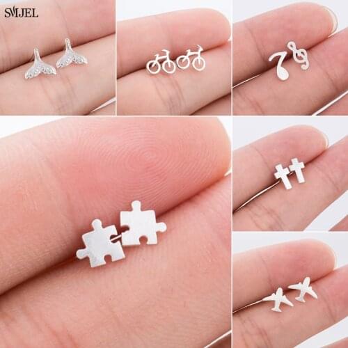 Fashion Lovely Tiny Game Puzzle Stud Earrings for Women Jigsaw Geometric Earring Kids Jewelry Gift boucle d'oreille Wholesale