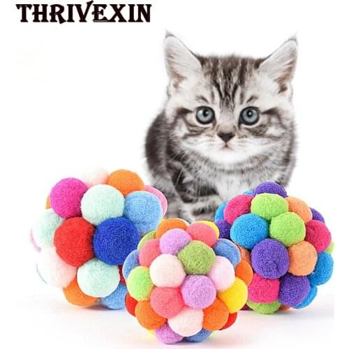 Cat Ball Toy Funny Scratcher Balls Colorful Handmade Bells Bouncy Balls Catnip Interactive Toys Pet Supplies
