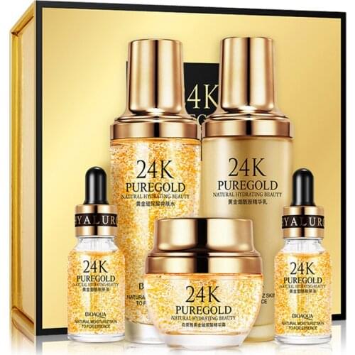 24k Gold Hyaluronic Acid Set Cosmetics Skin Moisturising Natural Speckle Fade Repair Whitening Serum Keep Young Shrink Pores
