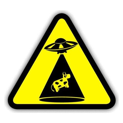 New Warning Cow Abduction High-quality Car-Stickers for Bumper Windshield Suv Vinyl Decal Auto Exterior Decoration 13*12cm