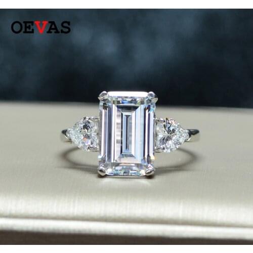 OEVAS Vintage 100% 925 Sterling Silver 7 CT Created Moissanite Gemstone Wedding Engagement Ring Fine Jewelry Gifts Wholesale