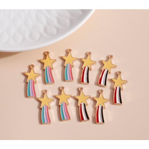 10pcs 12*25mm Enamel Star Charms for Jewelry Findings DIY Colorful Mini Strip Charms Handmade Necklaces Pendants Earrings Making