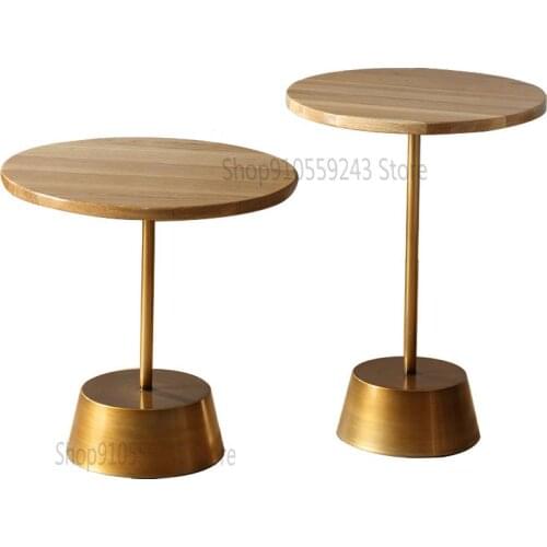 Nordic Living Room Designer Side Table Sofa Corner Table Small Round Table Solid Wood Metal Side Table Balcony Leisure Small Cof