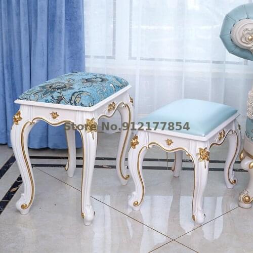 American European style stool imitation solid wood makeup stool dressing table chair white bedroom modern minimalist nail stool