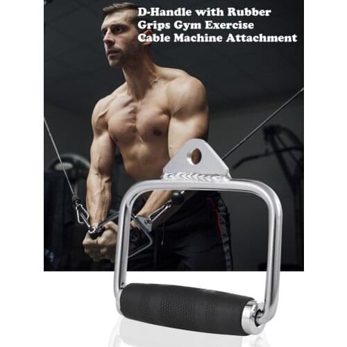 Heavy Duty Single D Handle with Rotating Rubber Grips for Gym Exercise Cable Machine Attachment Arm Strength Fitness Equipment