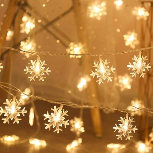 Fairy Lights Snowflake Star LED String Lights Christmas Garland Indoor Bedroom Home Wedding New Year Decoration Battery Powered