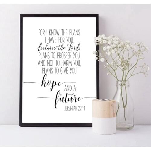 Bible Verse Art Jeremiah 29:11 Quote Canvas Poster Prints Home Decor Scripture Christian Wall Art Painting Minimalist Picture