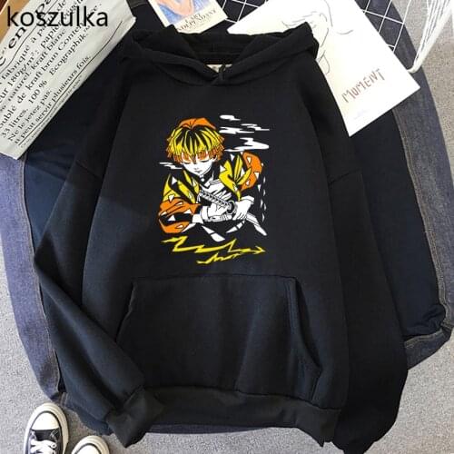 Kimetsu No Yaiba Hoodies Women Anime Kawaii Graphic Casual Hooded Female Zenitsu Agatsuma Hoodie Unisex Demon Slayer Hoody