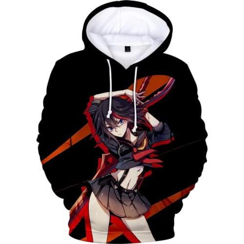 New Hot Kill La Kill Hoodies Kill La Kill Mens Hoodies Sweatshirt Long Sleeve Top Fashion Harajuku Hip Hop 3D Print Casual Full