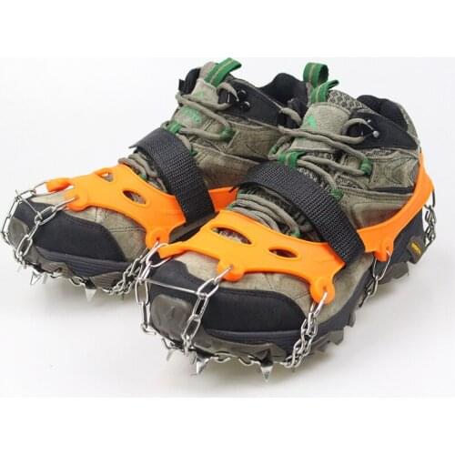 24-tooth Outdoor Non-slip Crampons Ice and Snow Climbing Equipment Stainless Steel 24-teeth Crampons Hiking Shoe Chain 1 Pair