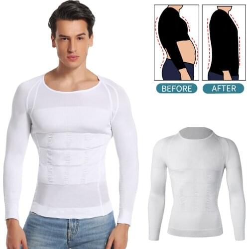Men Body Shaper Slimming Shapewear Waist Trainer Belly Shapers Reductive Strip Compression Shirt Abdomen Slim Corset Sleeve Top