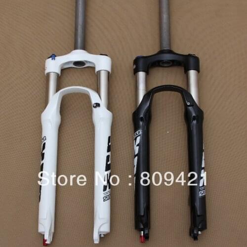Suntour XCR Bike Fork Air Suspension Manual Remote Disc Brake only MTB 26 1-1/8 Stanchion 32mm White Black Pipe 1:1/8 26er