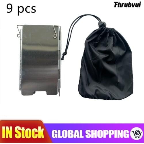 9 Plates Foldable Gas Stove Windshield Outdoor Camping Cooking Windproof Screen Aluminium Alloy Outdoor Stove Wind Shield