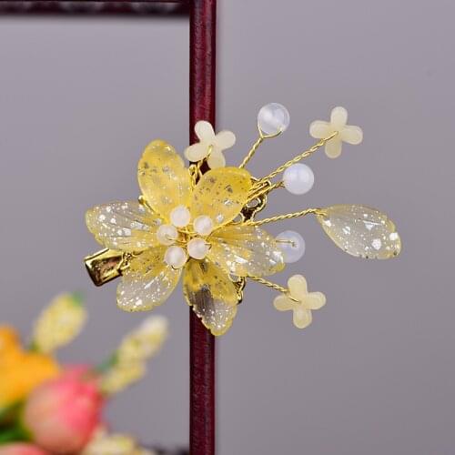 Delicate Fashion Coloured Glaze Crystal Petal Hairpins Temperamental Trend Copper Alloy Duckbill Clip Exquisite Hair Jewelry