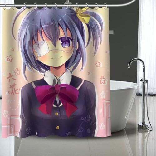 Custom Anime Chuunibyou demo Koi ga Shita Shower Curtains DIY Bathroom Curtain Fabric Washable Polyester for Bathtub Art Decor