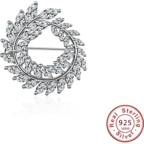 Classic Handmade Flower Style Brooches for Women 925 Sterling Design Crystal Wedding Party Clothing Scarf Christmas Gift Jewelry