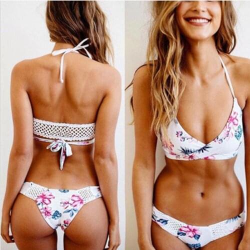 2019 Sexy Color Folower Print Bikini Female Swimsuit Women Swimwear High Waist Swimming Suits for Bathing Suit Push Up Suits